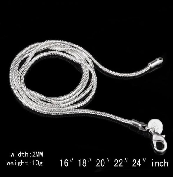 

2mm 925 sterling silver smooth chains 16 18 20 22 24 inches choker necklace for women men s fashion jewelry in bulk3081708
