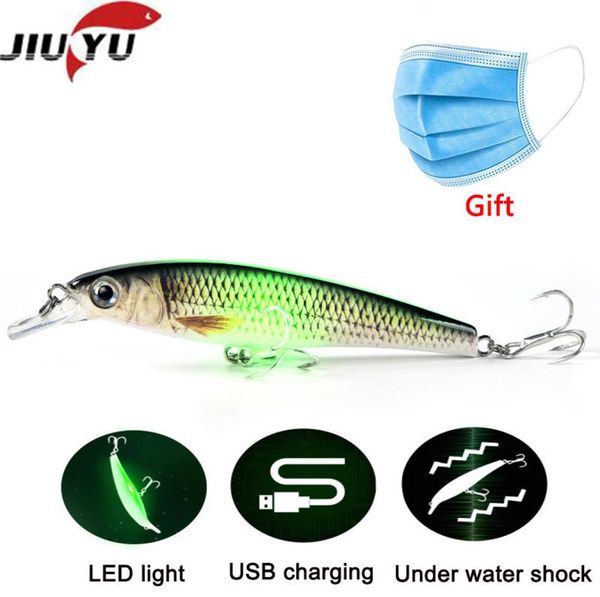 

jiuyu jerkbait electric vibration led fishing light attractant lure twitching bait rechargeable lures wobblers minnow bass carp 209748294