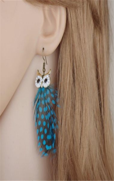 

glazed feather tassel earrings fashionable lady039s earring long style owl pattern dangle earrings accessories9474837, Silver