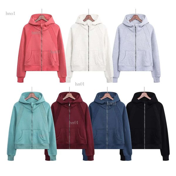 

autumn and winter yoga hoodie scuba lululemens womens plus thickening jackets hoodys sports half zipper terry designer sweater cing319, Black