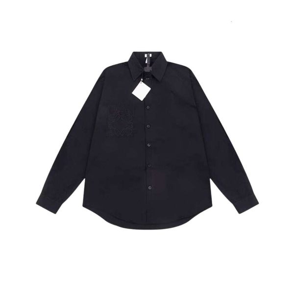 

designer shirt loewees women men wear autumn/winter new embroidery shirt men's and women's same style pure cotton fine grain fabri, White;black