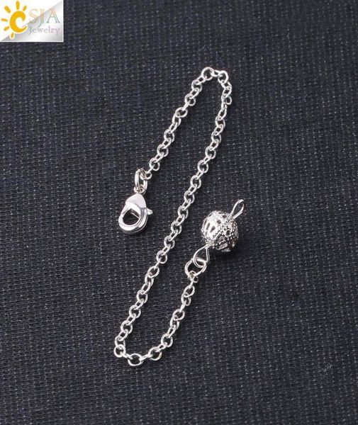 

csja silver color copper chain for diy pendulum 18cm lobster clasp round ball chains making jewelry healing pendulums metal access7131255