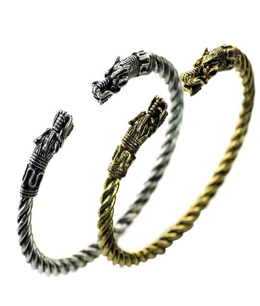

valentine039s day gift faucet bracelet nordic viking domineering men039s double head open bracelet bangle 7588831, Black