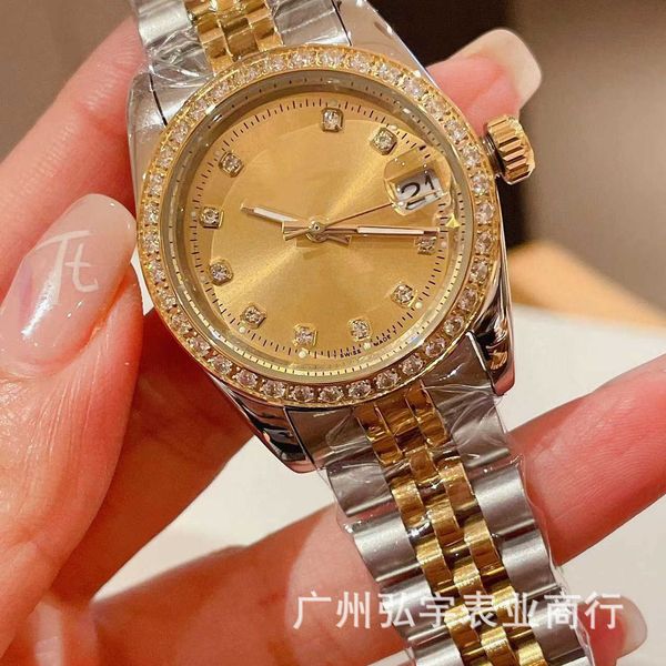 

luxury designer watch tiktok kwai same laojia diary watch women's 31mm diamond inlaid steel band mechanical is fashionable small and ex, Slivery;golden