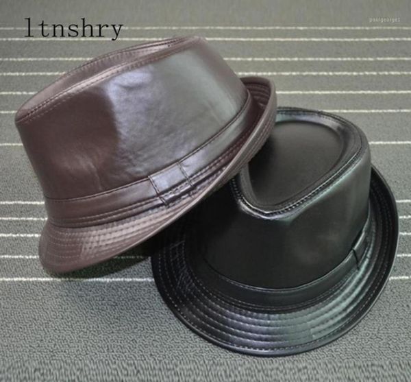 

2020 solid color leather man039s hat wide brim stetson fedoras british hats for menwomen gentman black fitted jazz hip gorras3840776, Blue;gray