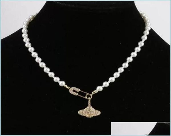 

pendant necklaces luxury fashion satellite planet pearl necklace clavicle chain baroque choker for women drop delivery 2021 jewelr4617666, Silver