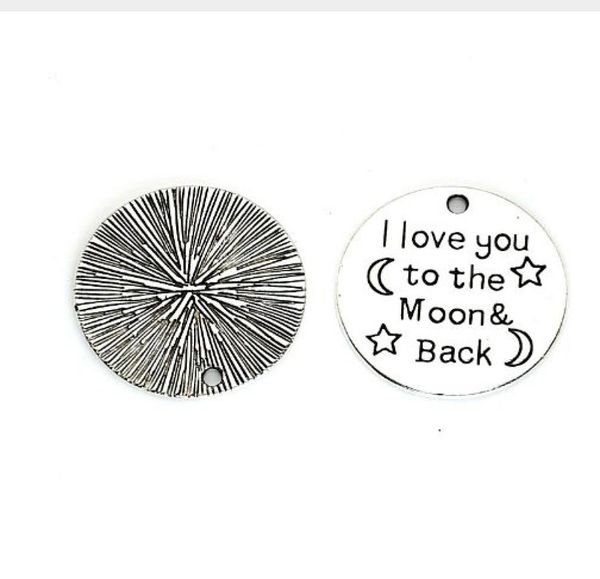 

100pcs antique silver i love you to the moon and back charms pendants 25mm4240296, Bronze;silver