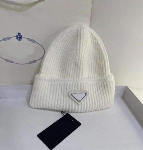 

inverted triangle label wool beanies designer women039s autumn winter athleisure hats brand cold hat versatile warm knitted sku5619909, Blue;gray
