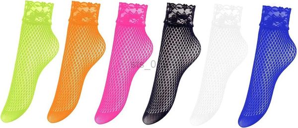 

socks 6 pairs vintage lace women socks streetwear party dress socks elegant ladies hollow out ankle short fishnet sock p230907, Red;black