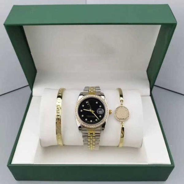 

luxury designer watch three piece watch set for men's steel band luminous calendar sports waterproof quartz, Slivery;golden