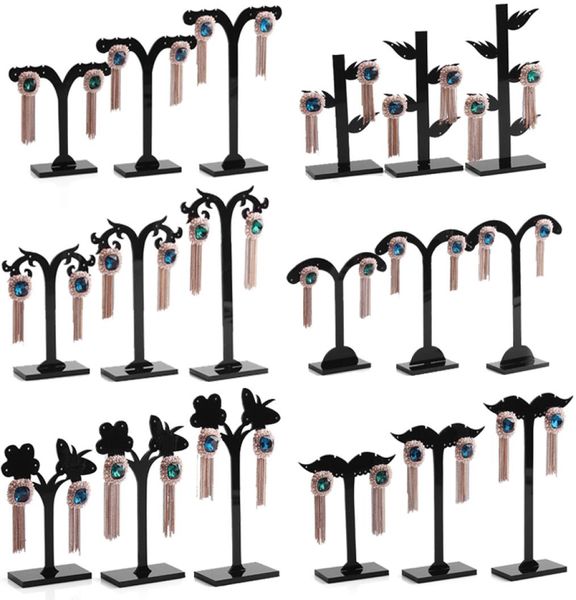 

black acylic earring tree shaped display stand holder fashion threepiece goat horn small earring display rack storage5692150, Black;white