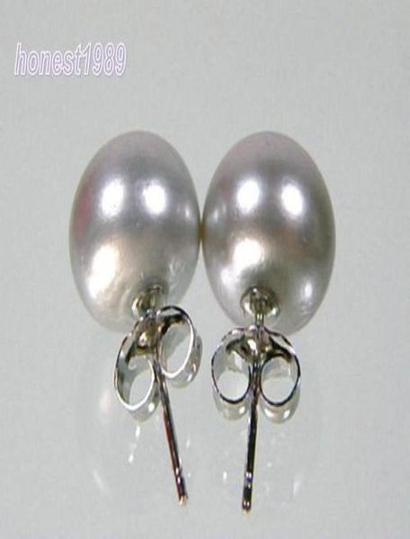 

natural 1011mm silver gray akoya pearl stud earring 14kt019416682, Golden;silver