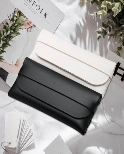 

fashion women sunglasses case portable pu leather eyewear bag pvc hand made sun glasses box white and black3139251