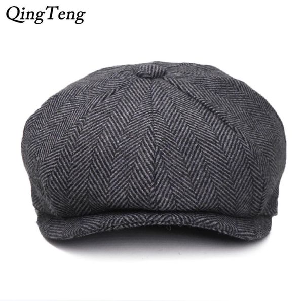 

peaky blinders men berets hat autumn new vintage herringbone octagon cap women039s casual pumpkin hat gatsby flat beret hats y23810656, Blue;gray