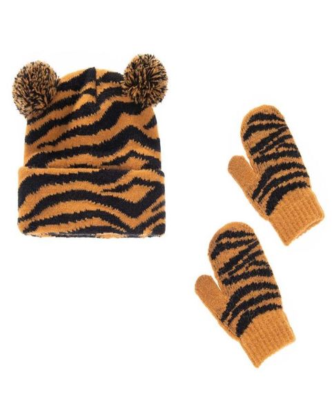 

children hat and scarf set leopard tiger caps gloves 2pcs wool girls boys knitting hat clothes for newborns pography tools h0923237740898, Blue;gray
