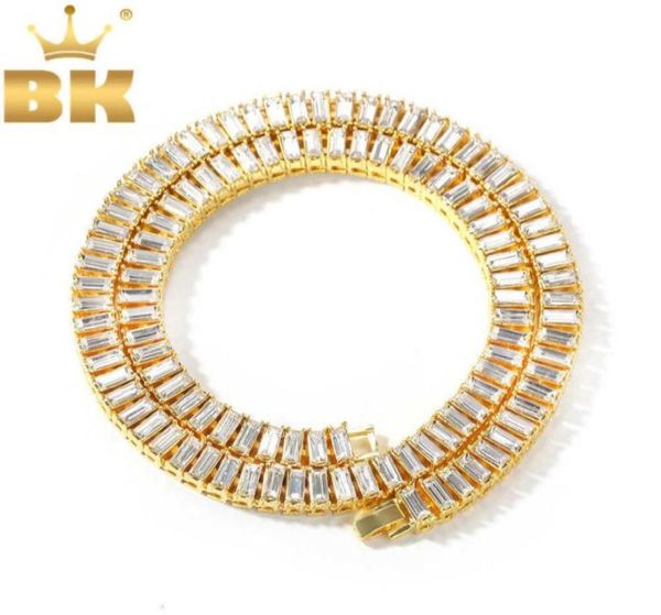 

the bling king 96mm width baguette rhinestones fashion chain goldsilver color square iced out necklace hiphop men jewelry40541445121156, Silver