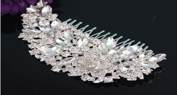 

rhinestone crystals comb clear flower hair comb for wedding women jewelry hair accessories bridal comb 6309106, Slivery;golden