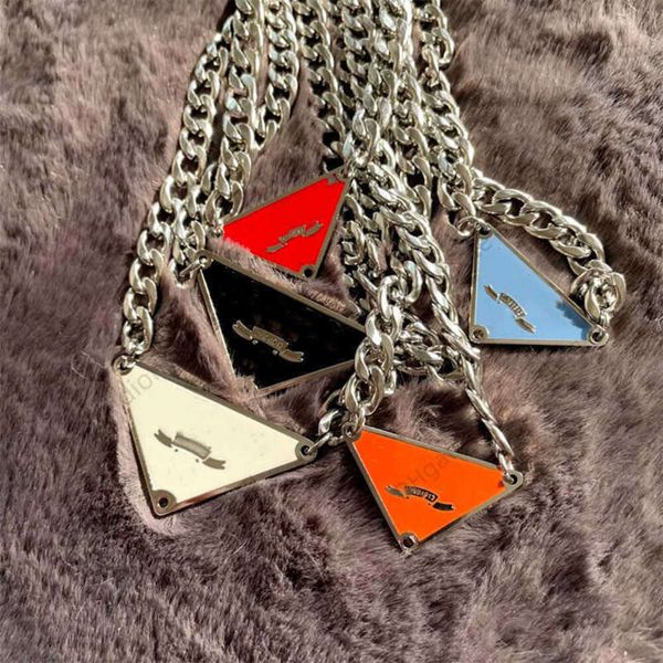 

designer jewelry necklace metal thick chain necklace triangular badge ins punk hip hop clavicle jewelry, Black