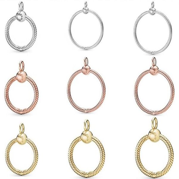 

genuine 925 sterling silver fit couple necklace classic o-shaped pendant silver rose gold necklace pendant diy love blue crysta ch289c