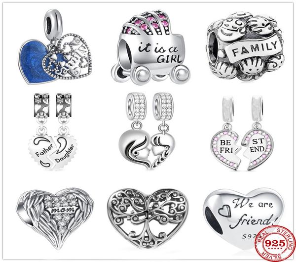 

925 sterling silver dangle charm friends beads dangle beads bead fit charms bracelet diy jewelry accessories6978116, Bronze;silver