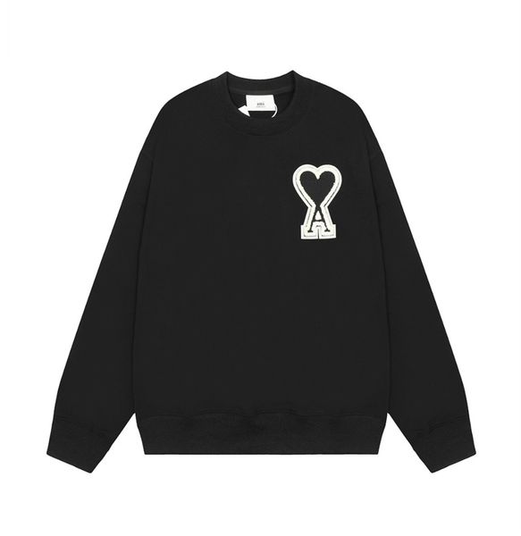

women's sweaters hoodie male and female designer amis paris hooded quality sweater embroidered red love winter round neck jumper couple, Black