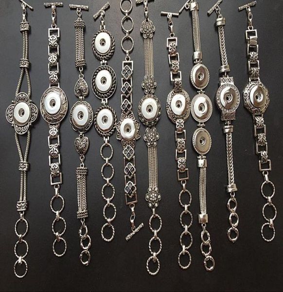 

whole assorted mixed styles 18mm interchangeable snap charm buttons vintage cuff bracelets diy jewelry brand new7292296, Golden;silver