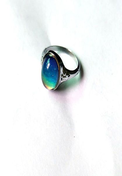 

women men vintage mood temperature color change smart rings oval couple jewelry magic mood stone ring stainless steel r7305509, Golden;silver