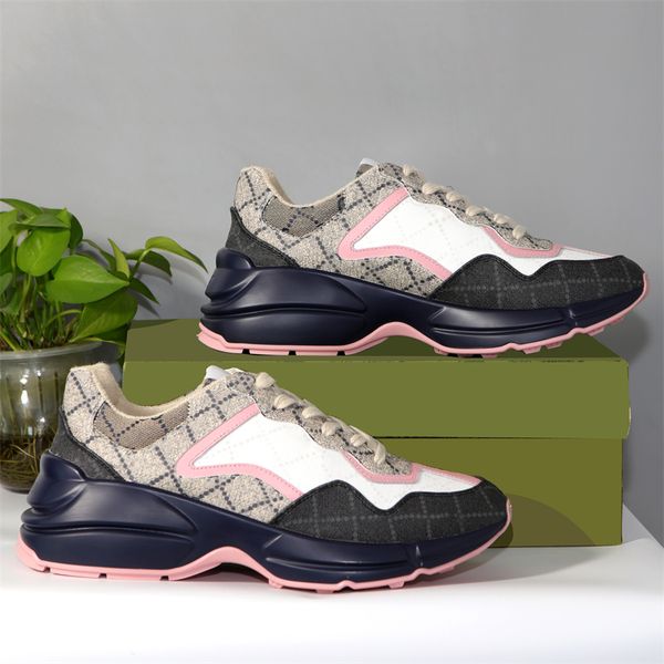

designer sneakers rhyton casual shoes men women platform old daddy shoe luxury vintage sneaker beige canvas leather shoe flat trainers
