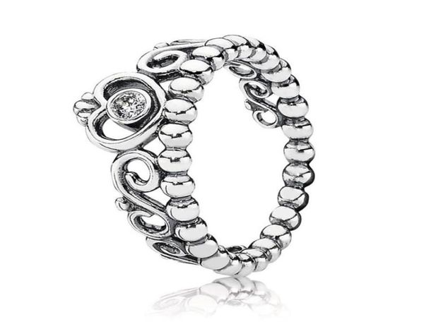 

authentic 925 sterling silver rings women girls jewelry for princess tiara crown ring with original box wedding ring sets4818332, Slivery;golden