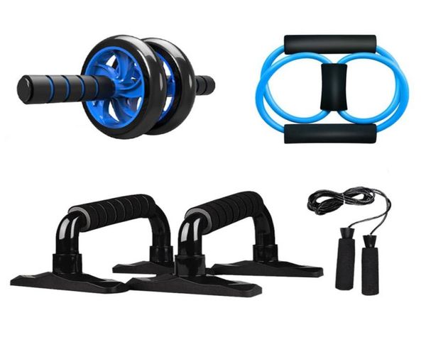 

5in1 ab wheel kit spring exerciser abdominal press wheel pro with pushup bar jump rope and knee pad portable equipment3090056