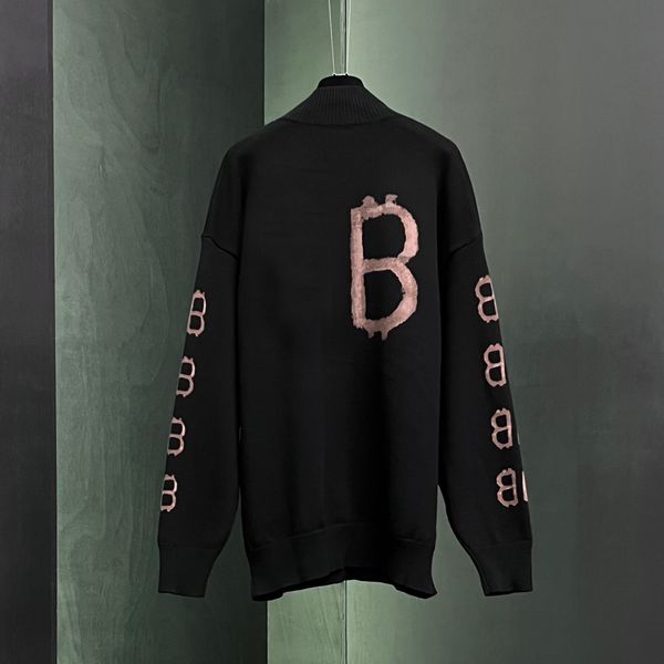 

24fw men's allover logo sweater in black cotton logo luxury, White;black