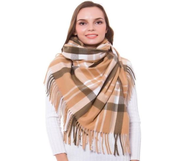 

scarves cashmere scarf winter shawl women stylish check plaid autumn wrap wool fine brushed long large thick tartan tassel hijab c1752878, Blue;gray