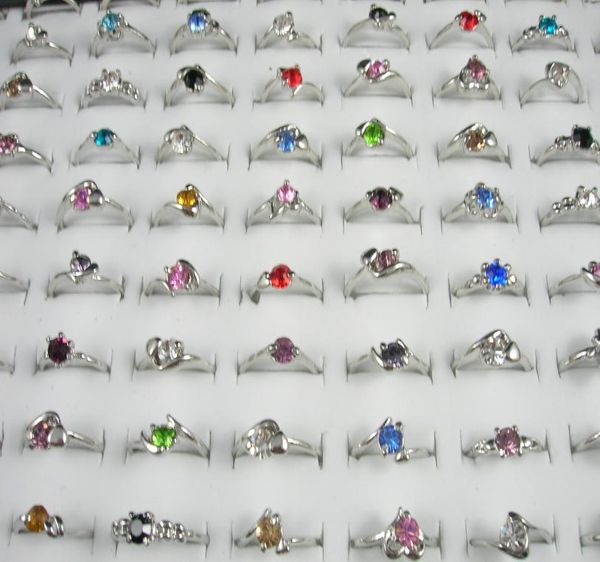 

fashion mix lots classic fashion rhinestone rings for women and girls whole jewelry 75pcslot5259806, Golden;silver