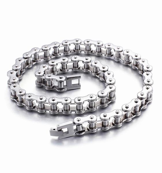

sda cool 316l stainless steel biker chain necklace men women simple motorcycle chain jewelry 10mm wide high polish3151715, Silver