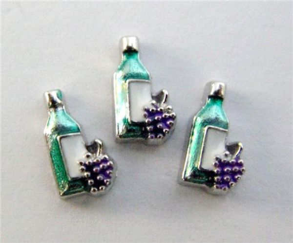 

new design fc590 floating locket charms 10pcs wine bottle for floating living locket as gift wholes 1069859, Blue;slivery