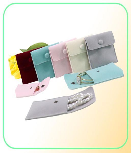 

envelope velvet jewelry bag with snap storage portable soft lint velvet flannel bracelet necklace gift bag6362400, Pink;blue