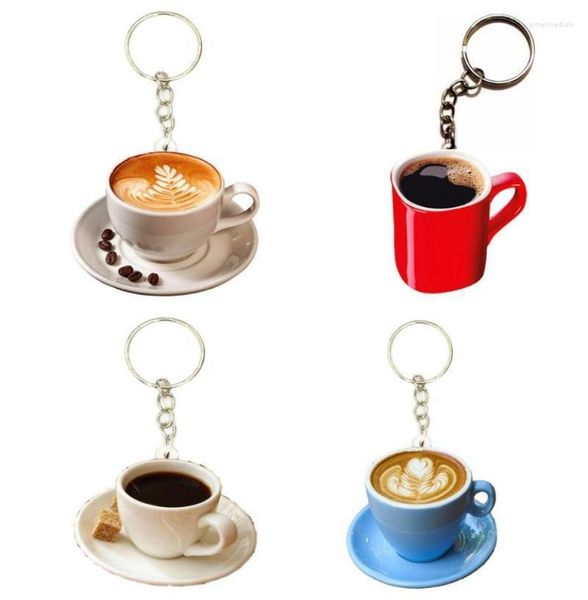 

keychains cappuccino coffee cup keychain on the backpack resin acrylic drop 4pcsset jewelry friends for gift purses bag charms em4691061, Silver