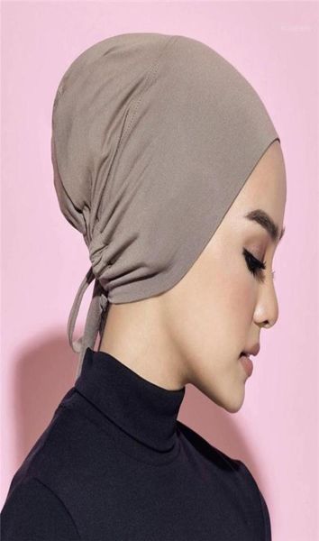 

scarves cotton inner turban caps stretch hijab cap women underscarf headband muslim scarf drawstring hat islamic jersey bonnet8518140, Blue;gray