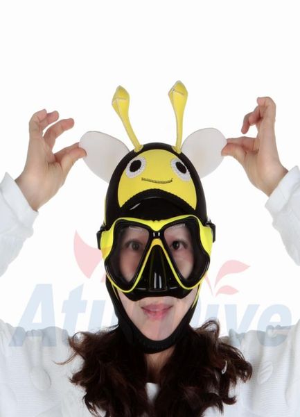 

4mm warm sbr diving cartoon hat lovely cartoon bee diving hood divers cap helmet adults custome swimming cap3449920