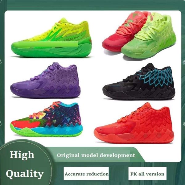 

2023 basketball shoes sport shoe trainer sneakers with box lamelo ball women kids rick and morty mb.01 men size 4-12, Black