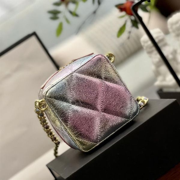 

laser colourful classic box sqaure bags dazzling color mini vanity quilted matelasse chain crossbody shoulder luxury designer tiny286a