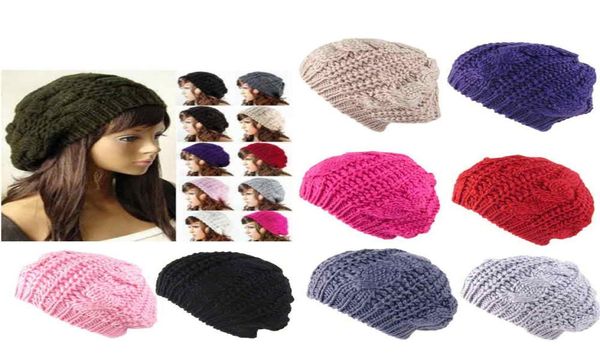 

new2017 new style fashion women039s lady beret braided baggy beanie crochet warm winter hat ski cap wool knitted boina feminina6893892, Blue;gray