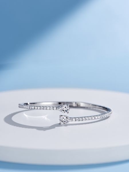 

2023 luxury quality charm punk opened bangle with diamond in silver plated stamp ps7637b, Golden;silver