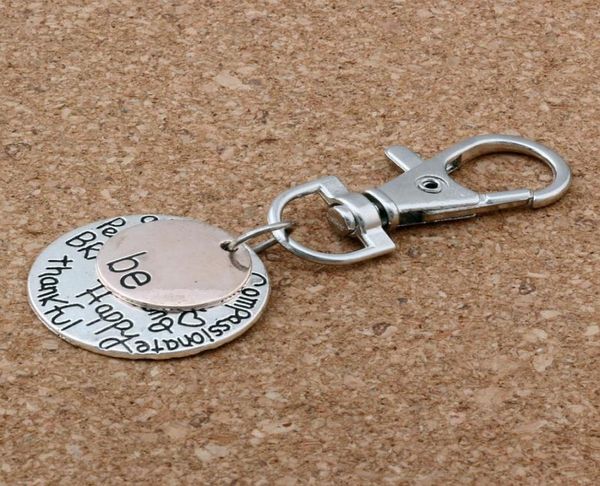 

50pcs zinc alloy quotbequot happy strong thankfull charms with lobster clasp diy jewelry fit key accessories2500489, Bronze;silver