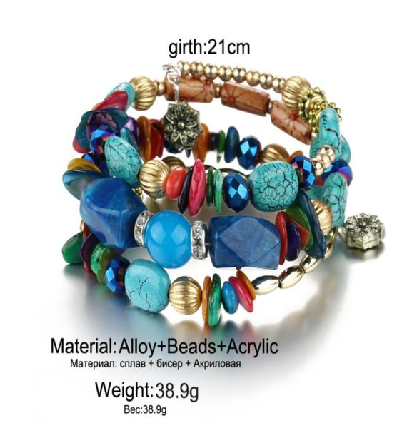 

retro natural stone agate bracelet lycophyta beaded bracelets multi winding bangle string of bead hand chain acc0532753662, Black