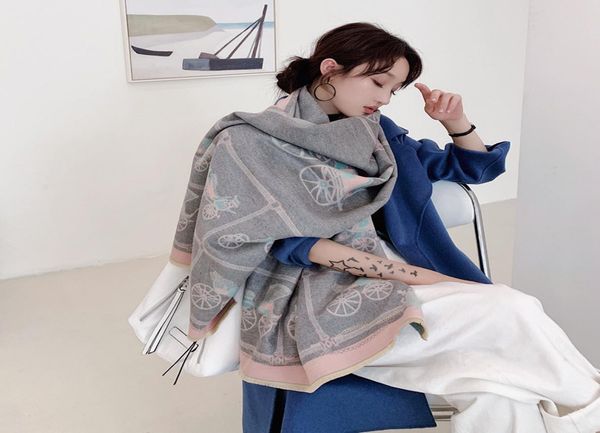 

fashionwinter cashmere scarf women039s fashion dble wear thermal blankets scarves1757141, Blue;gray