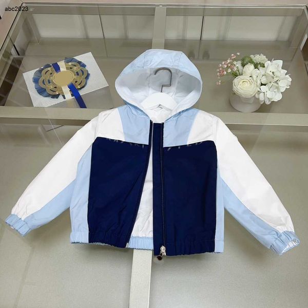 

new coat for girl boy multi color stitching design kids autumn clothing fashion child hooded jacket size 100-160 cm baby outwear sep01, Blue;gray