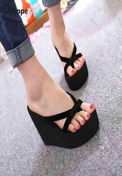 

fashion slippers women platform sandals high heels sandals summer women shoes beach flip flops solid slides 2022 slippers women y21796349, Black