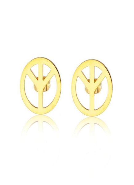 

stud stainless steel delicate gold peace sign women fashion earrings jewelry gift for him7043388, Golden;silver