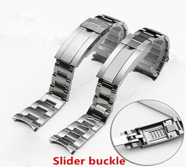 

brand 20mm brushed polish silver stainless steel watch bands for rx submarine role strap submariner wristband bracelet16737585, Black;brown